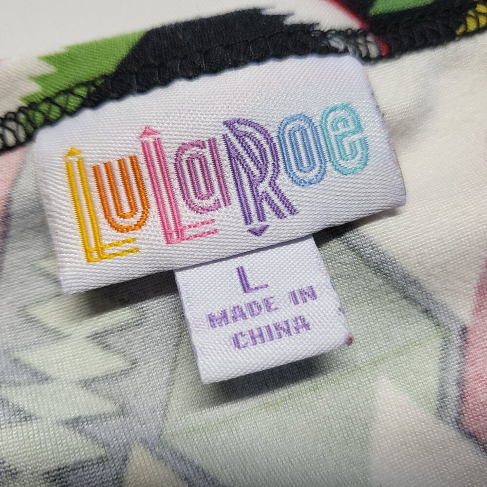 LuLaRoe Womens Top Large Holiday Christmas Cat Print Short Sleeve Stretch - Picture 4 of 11